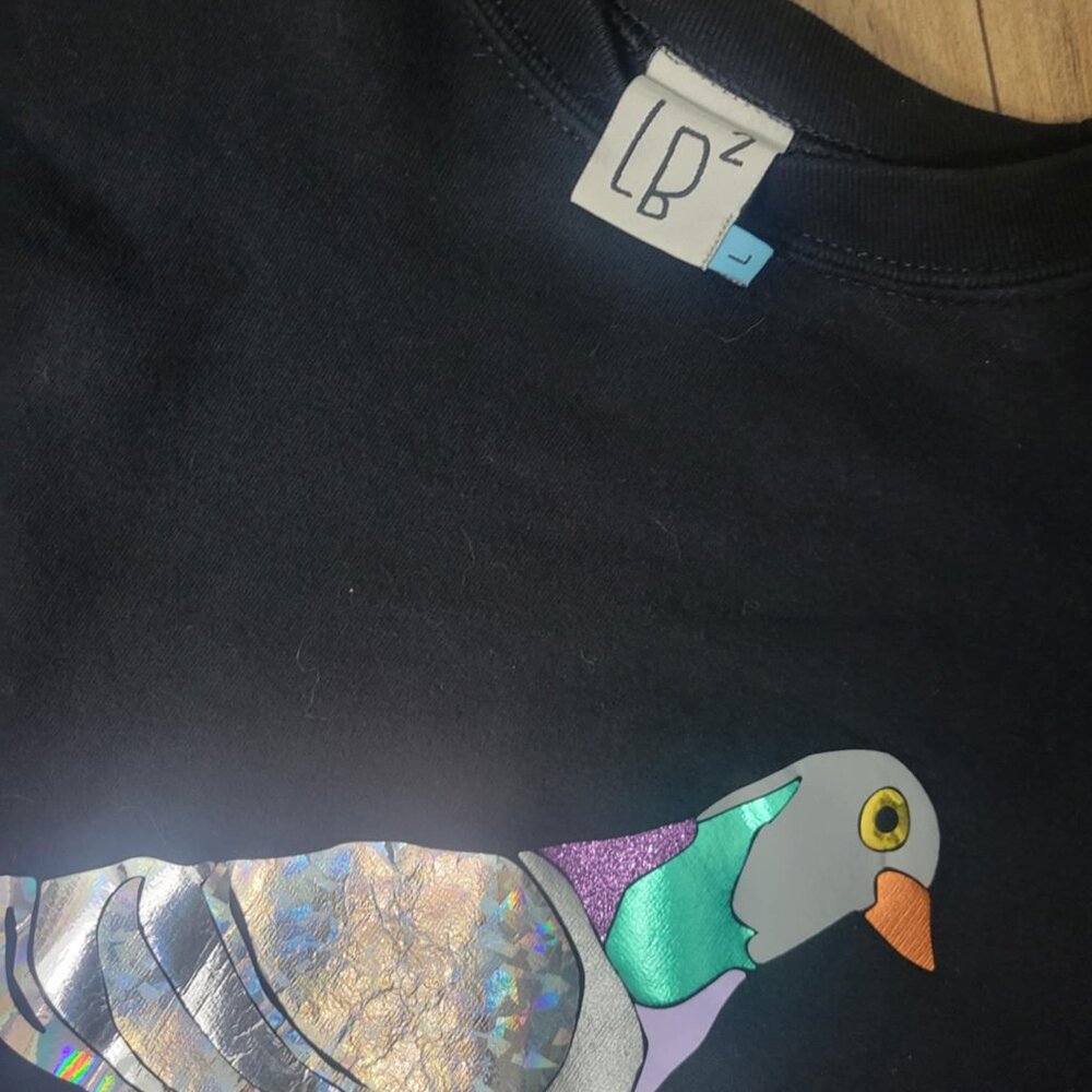LB2 Montreal Holographic Pigeon Unique Cropped Sweater - Size Large - Picture 4 of 8